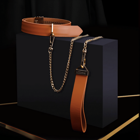 LOCKINK 真皮索帶項圈連牽繩 Leather Tie Collar and leash